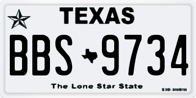 TX license plate BBS9734