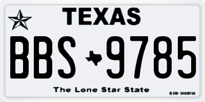 TX license plate BBS9785