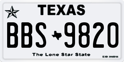 TX license plate BBS9820