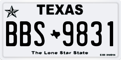 TX license plate BBS9831