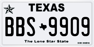 TX license plate BBS9909