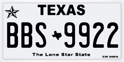 TX license plate BBS9922