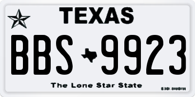TX license plate BBS9923