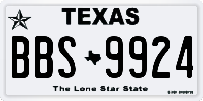 TX license plate BBS9924