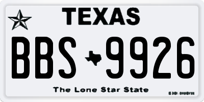 TX license plate BBS9926