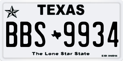 TX license plate BBS9934