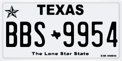 TX license plate BBS9954