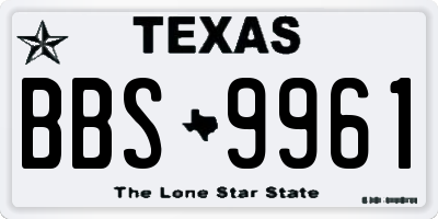 TX license plate BBS9961