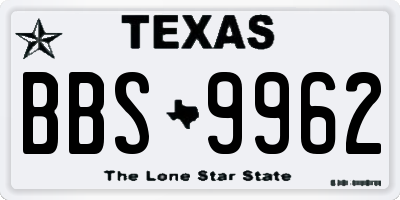 TX license plate BBS9962