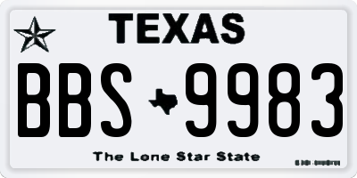 TX license plate BBS9983