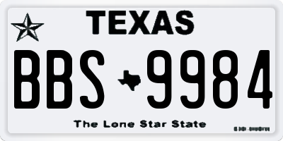TX license plate BBS9984