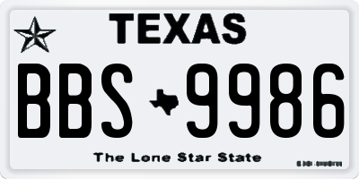TX license plate BBS9986