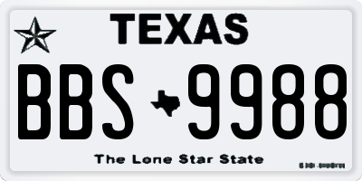 TX license plate BBS9988