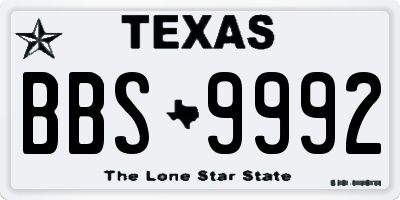 TX license plate BBS9992