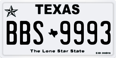 TX license plate BBS9993