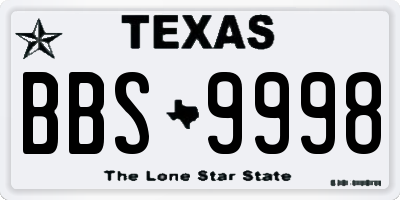 TX license plate BBS9998