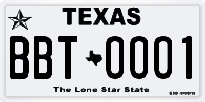 TX license plate BBT0001