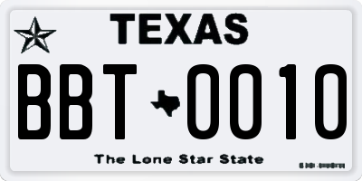 TX license plate BBT0010