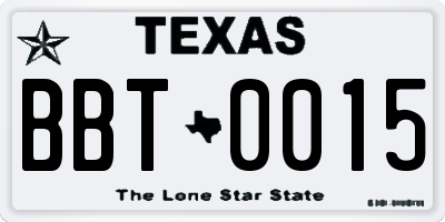 TX license plate BBT0015