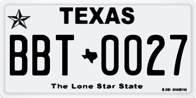 TX license plate BBT0027