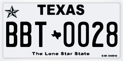 TX license plate BBT0028