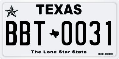 TX license plate BBT0031