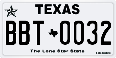 TX license plate BBT0032