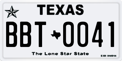 TX license plate BBT0041