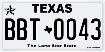 TX license plate BBT0043