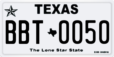 TX license plate BBT0050