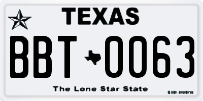 TX license plate BBT0063