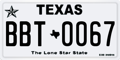TX license plate BBT0067