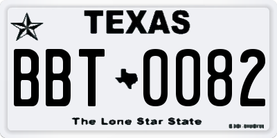 TX license plate BBT0082