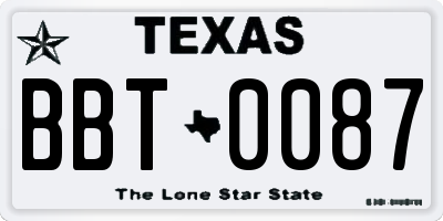TX license plate BBT0087