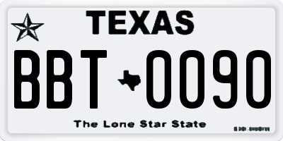TX license plate BBT0090