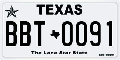 TX license plate BBT0091