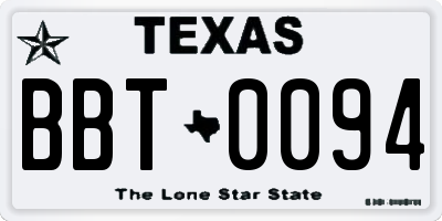 TX license plate BBT0094