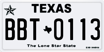 TX license plate BBT0113