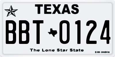 TX license plate BBT0124