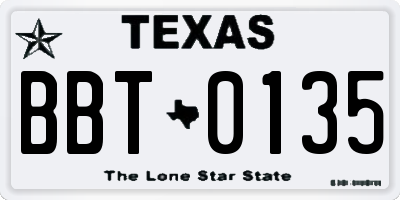 TX license plate BBT0135