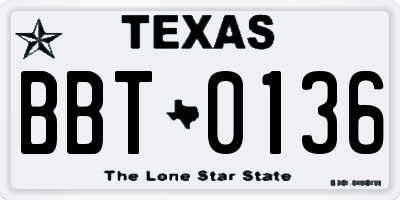 TX license plate BBT0136