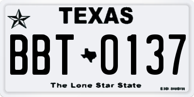 TX license plate BBT0137