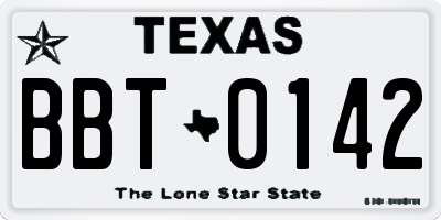 TX license plate BBT0142