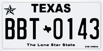 TX license plate BBT0143