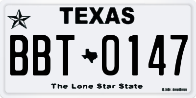 TX license plate BBT0147