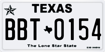 TX license plate BBT0154