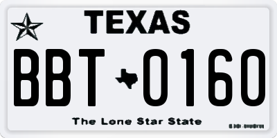 TX license plate BBT0160