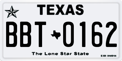 TX license plate BBT0162