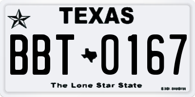 TX license plate BBT0167