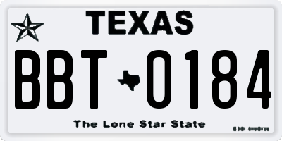 TX license plate BBT0184